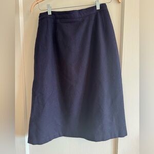 Vintage Sag Harbor II Navy 100% Pure Wool Midi Skirt Dark Academia